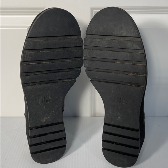 Eileen Fisher Chelsea Wedge Washed Leather Bootie Sz 11 Black Wool Elastic Side - Picture 12 of 13